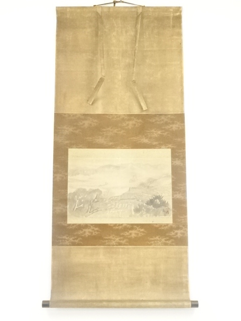 JAPANESE HANGING SCROLL / HAND PAINTED / SCENERY / BY CHIKKYO ONO